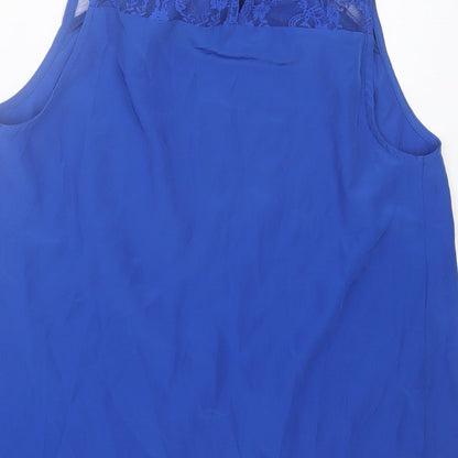 Marks and Spencer Womens Blue  Polyester Basic Tank Size 10 Crew Neck