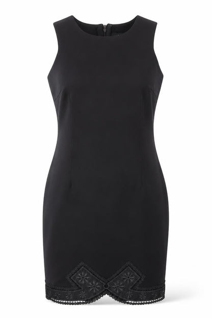 AX Paris Womens Black  Polyester Pencil Dress  Size 14  Crew Neck Zip