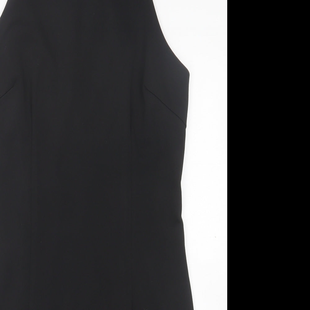 AX Paris Womens Black  Polyester Pencil Dress  Size 14  Crew Neck Zip