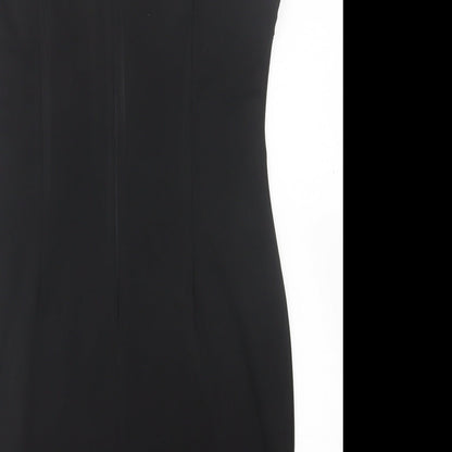 AX Paris Womens Black  Polyester Pencil Dress  Size 14  Crew Neck Zip