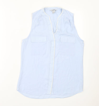 Womens UK Size 6 H&M Blue Basic Button-Up