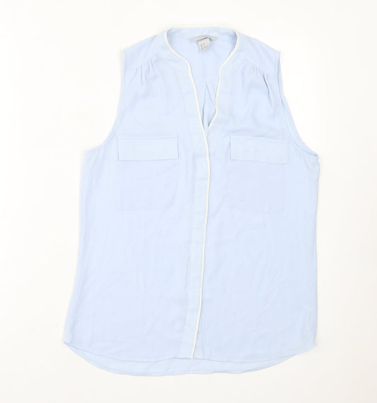 Womens UK Size 6 H&M Blue Basic Button-Up