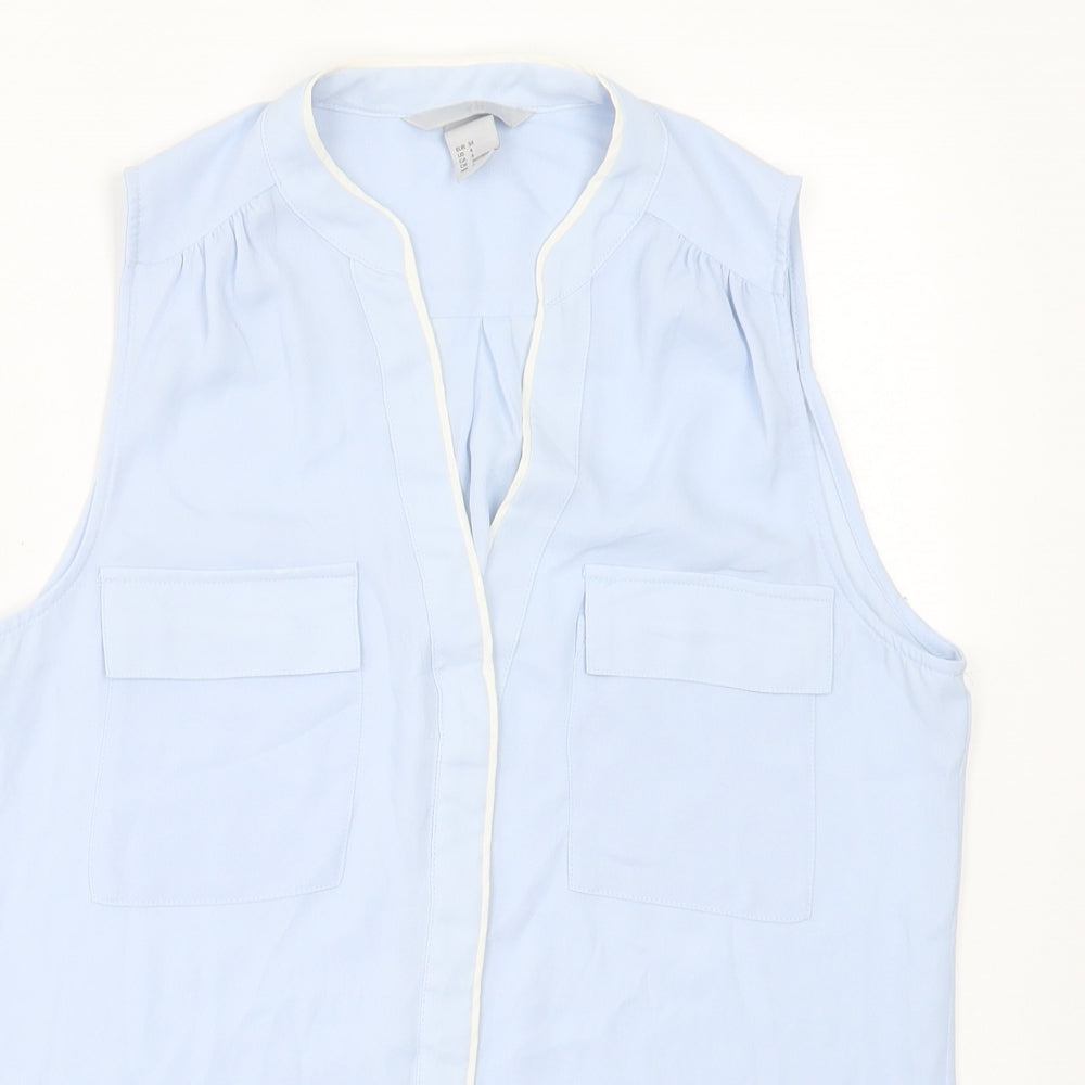 Womens UK Size 6 H&M Blue Basic Button-Up