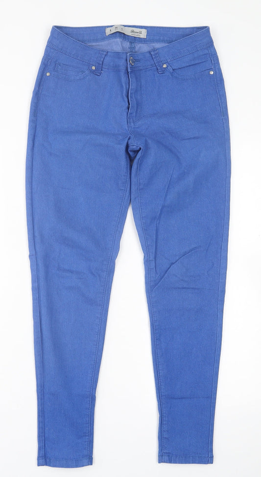 Denim & Co. Womens Blue  Cotton Skinny Jeans Size 8 L27 in Regular Button