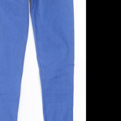 Denim & Co. Womens Blue  Cotton Skinny Jeans Size 8 L27 in Regular Button