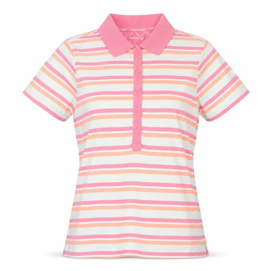 BackSwing Womens Multicoloured Striped Cotton Basic Polo Size L Collared