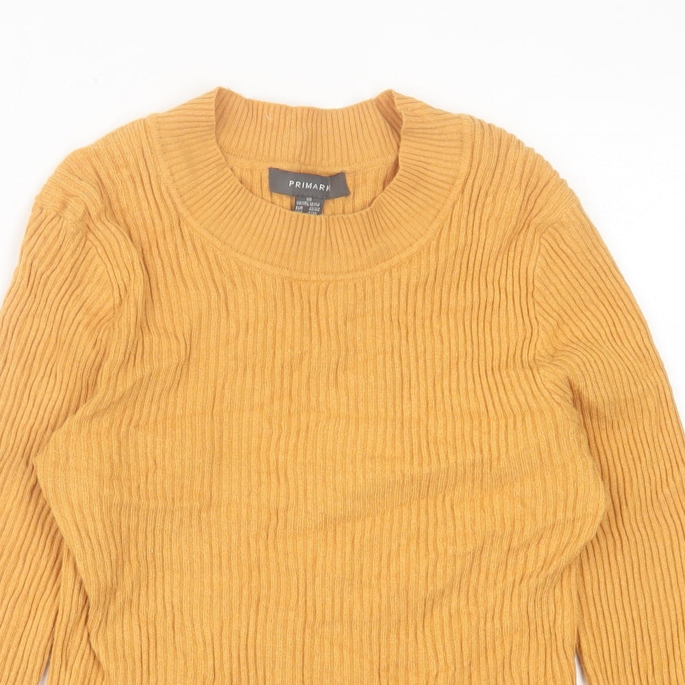 Primark Womens Yellow Crew Neck  Polyester Pullover Jumper Size 12