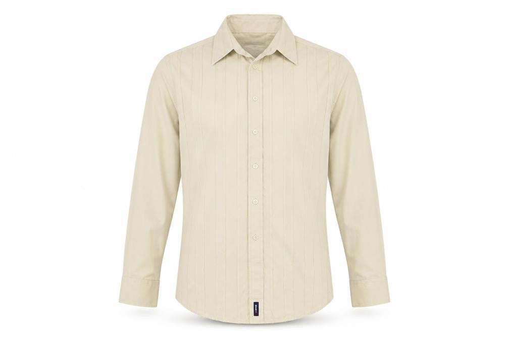 Mens UK Size M Soviet Beige  Button-Up Long Sleeve Casual Shirt
