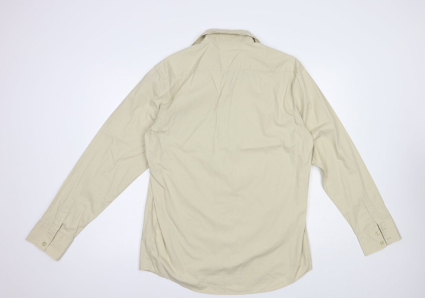 Soviet Mens Beige  Cotton  Button-Up Size M Collared Button