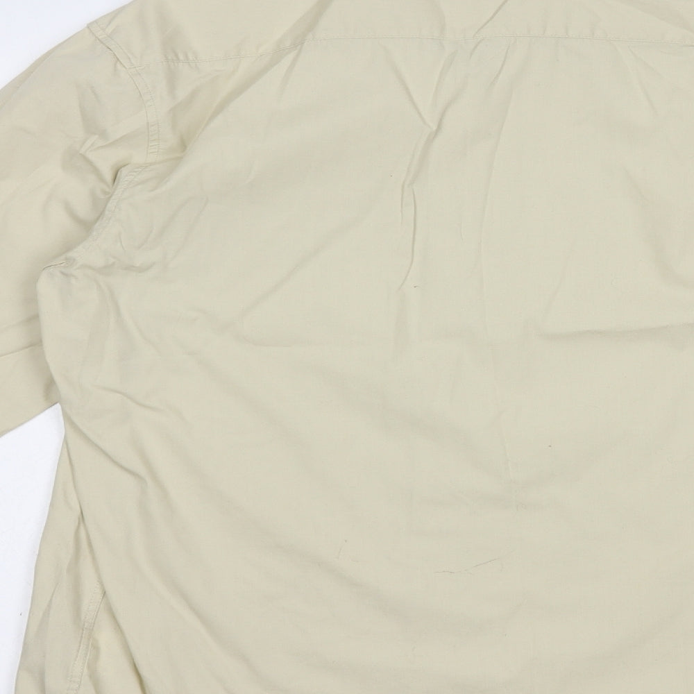 Soviet Mens Beige  Cotton  Button-Up Size M Collared Button