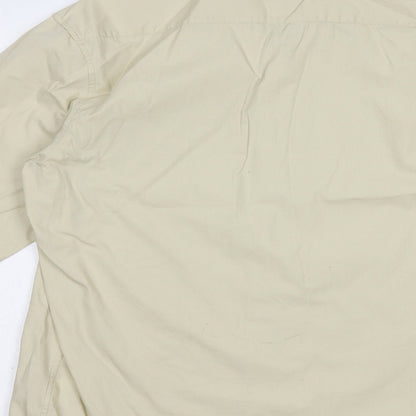 Soviet Mens Beige  Cotton  Button-Up Size M Collared Button