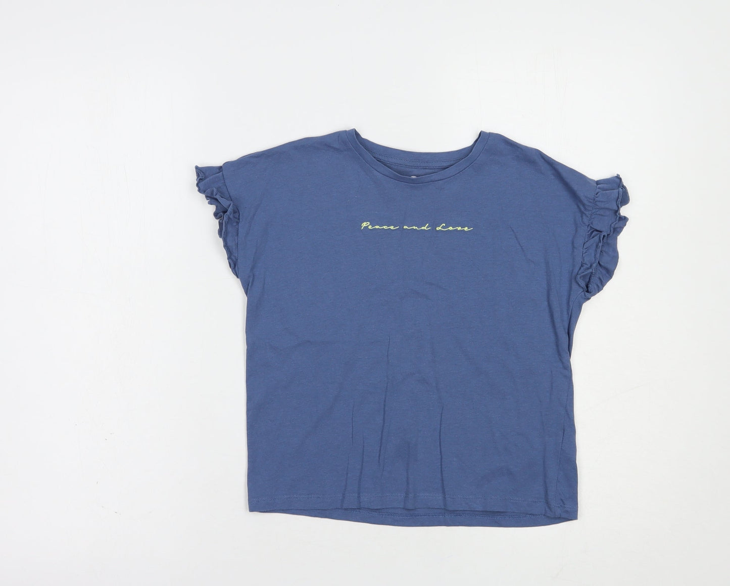 Very Girls Blue  Cotton Pullover T-Shirt Size 9 Years Crew Neck Pullover - Peace And Love