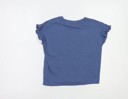Very Girls Blue  Cotton Pullover T-Shirt Size 9 Years Crew Neck Pullover - Peace And Love