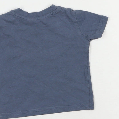 Primark Baby Blue  Cotton Basic T-Shirt Size 0-3 Months Crew Neck Snap - Big Deal