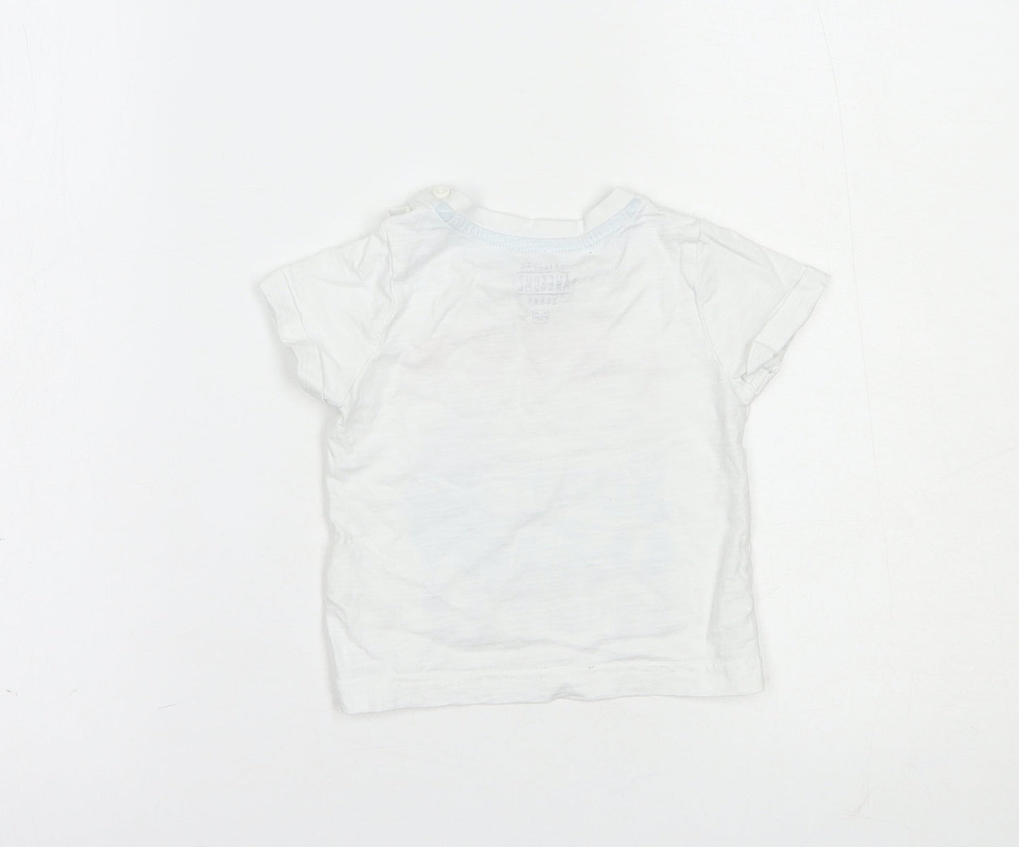 F&F Baby White  Cotton Basic T-Shirt Size 6-9 Months Crew Neck Button - Need Summer