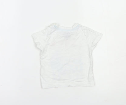 F&F Baby White  Cotton Basic T-Shirt Size 6-9 Months Crew Neck Button - Need Summer