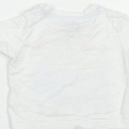 F&F Baby White  Cotton Basic T-Shirt Size 6-9 Months Crew Neck Button - Need Summer