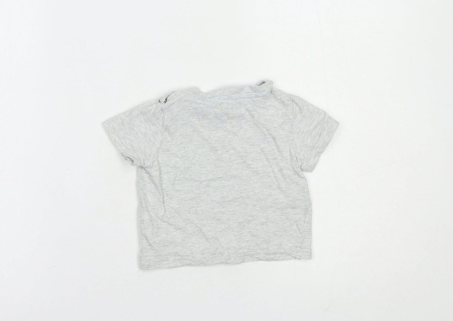 F&F Baby Grey  Cotton Basic T-Shirt Size 6-9 Months Crew Neck Snap - Hello