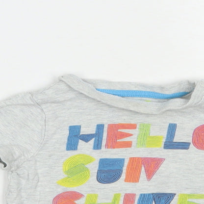 F&F Baby Grey  Cotton Basic T-Shirt Size 6-9 Months Crew Neck Snap - Hello