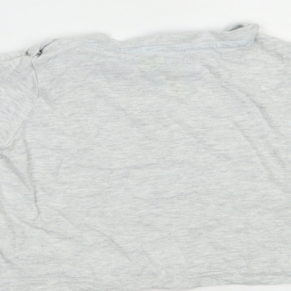 F&F Baby Grey  Cotton Basic T-Shirt Size 6-9 Months Crew Neck Snap - Hello