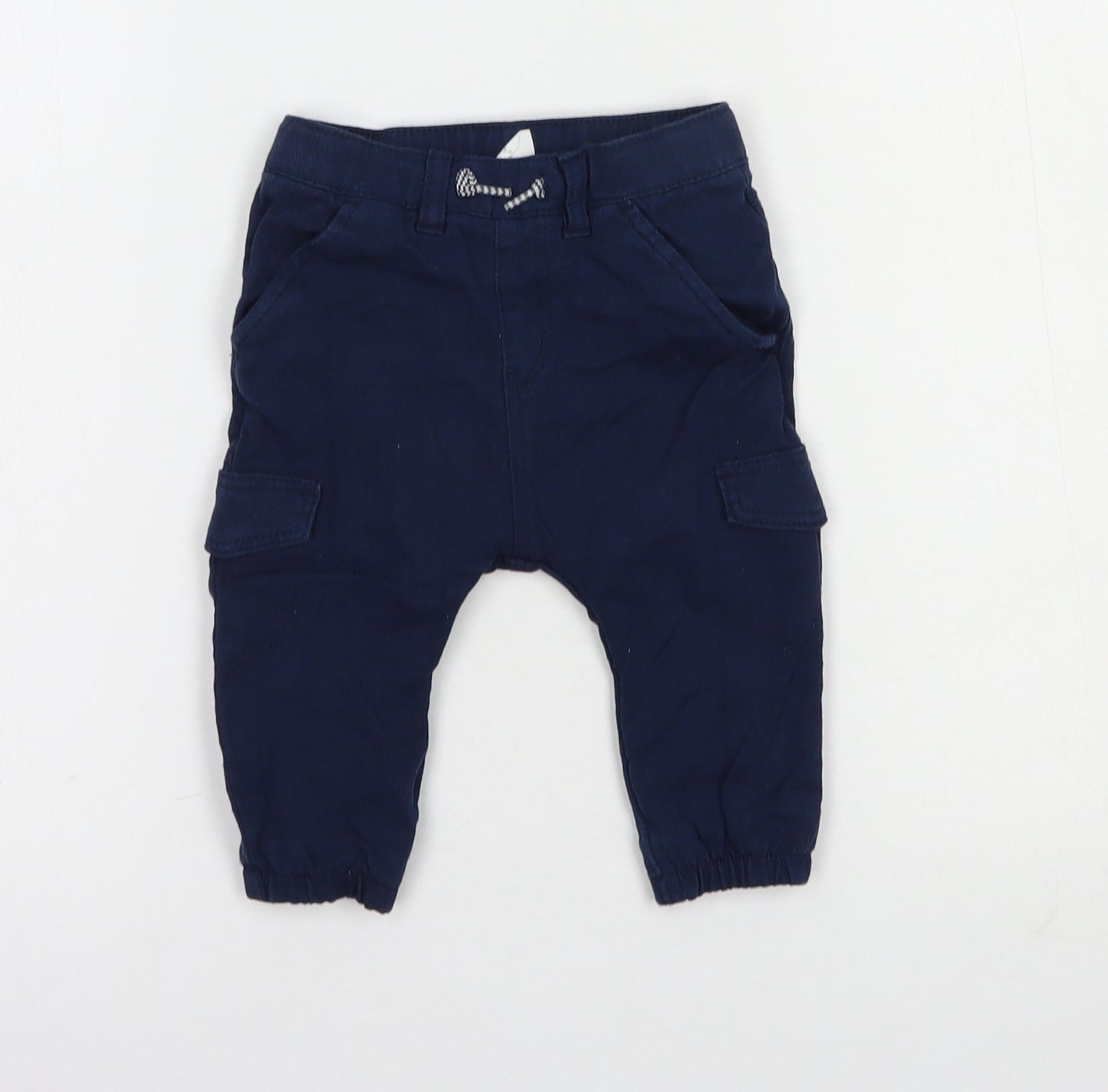 H&M Baby Blue  Polyester Cargo Trousers Size 6-9 Months  Drawstring