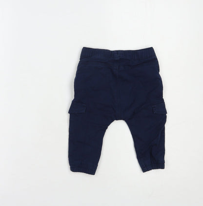 H&M Baby Blue  Polyester Cargo Trousers Size 6-9 Months  Drawstring
