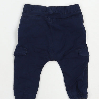 H&M Baby Blue  Polyester Cargo Trousers Size 6-9 Months  Drawstring