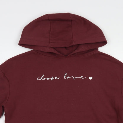 Miss E-vie Girls Red  Cotton Pullover Hoodie Size 11-12 Years  Pullover - Choose Love