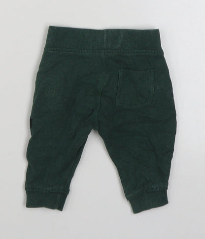 Mothercare Boys Green  Cotton Jogger Trousers Size 6-9 Months