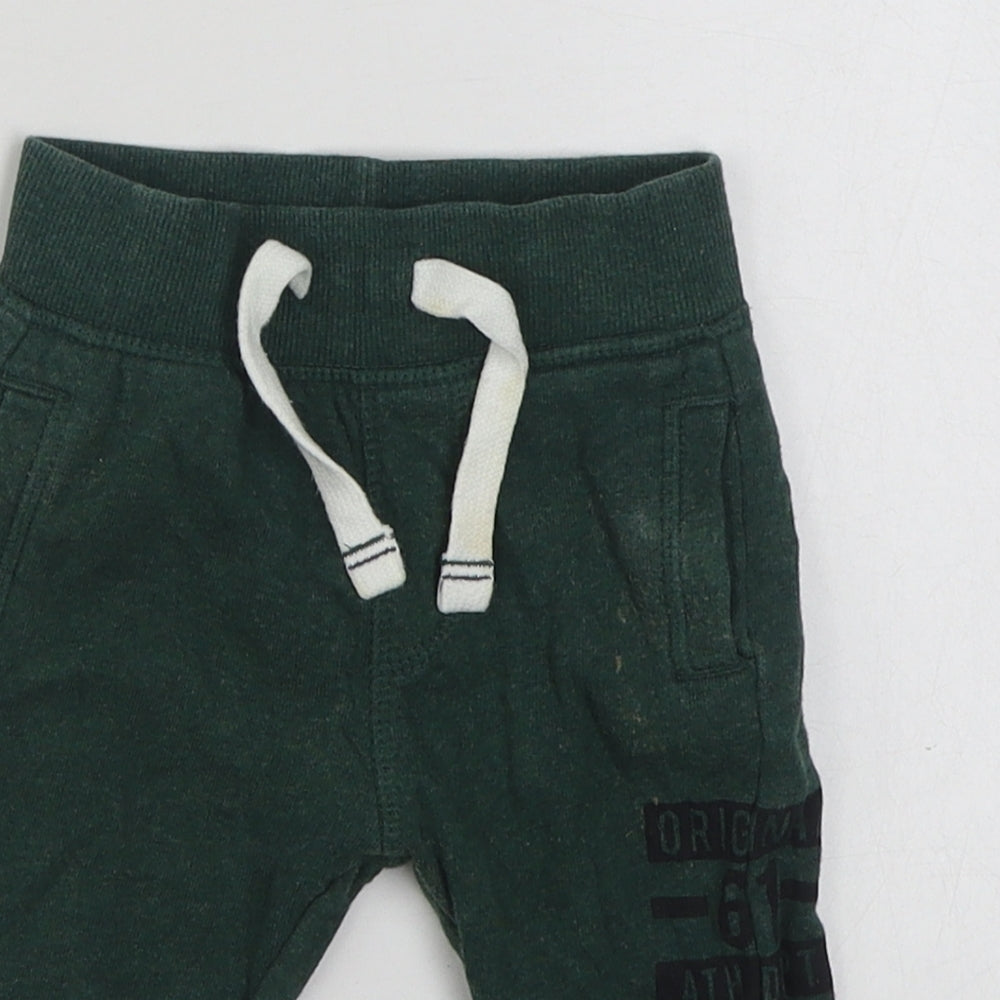 Mothercare Boys Green  Cotton Jogger Trousers Size 6-9 Months