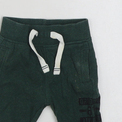 Mothercare Boys Green  Cotton Jogger Trousers Size 6-9 Months