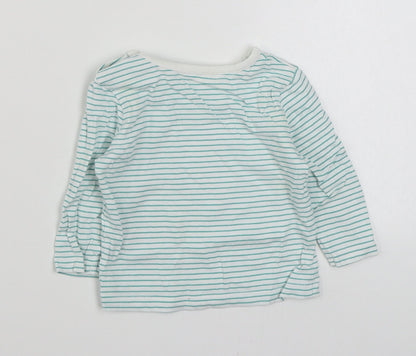 Dunnes Stores Baby Green Striped 100% Cotton Basic T-Shirt Size 0-3 Months Round Neck Pullover