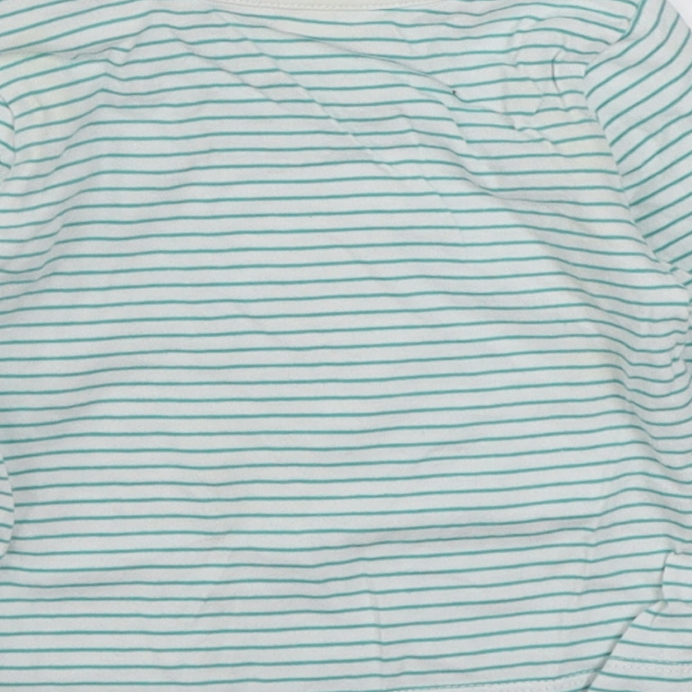 Dunnes Stores Baby Green Striped 100% Cotton Basic T-Shirt Size 0-3 Months Round Neck Pullover