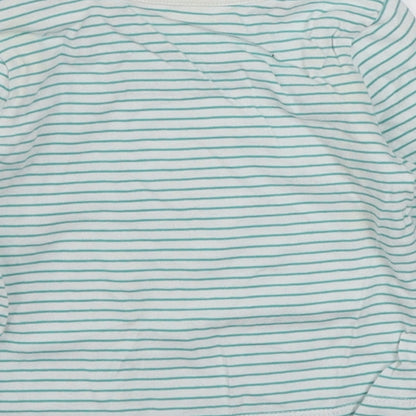 Dunnes Stores Baby Green Striped 100% Cotton Basic T-Shirt Size 0-3 Months Round Neck Pullover