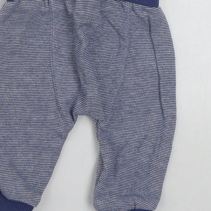 F&F Baby Blue Striped Cotton Jogger Trousers Size 0-3 Months