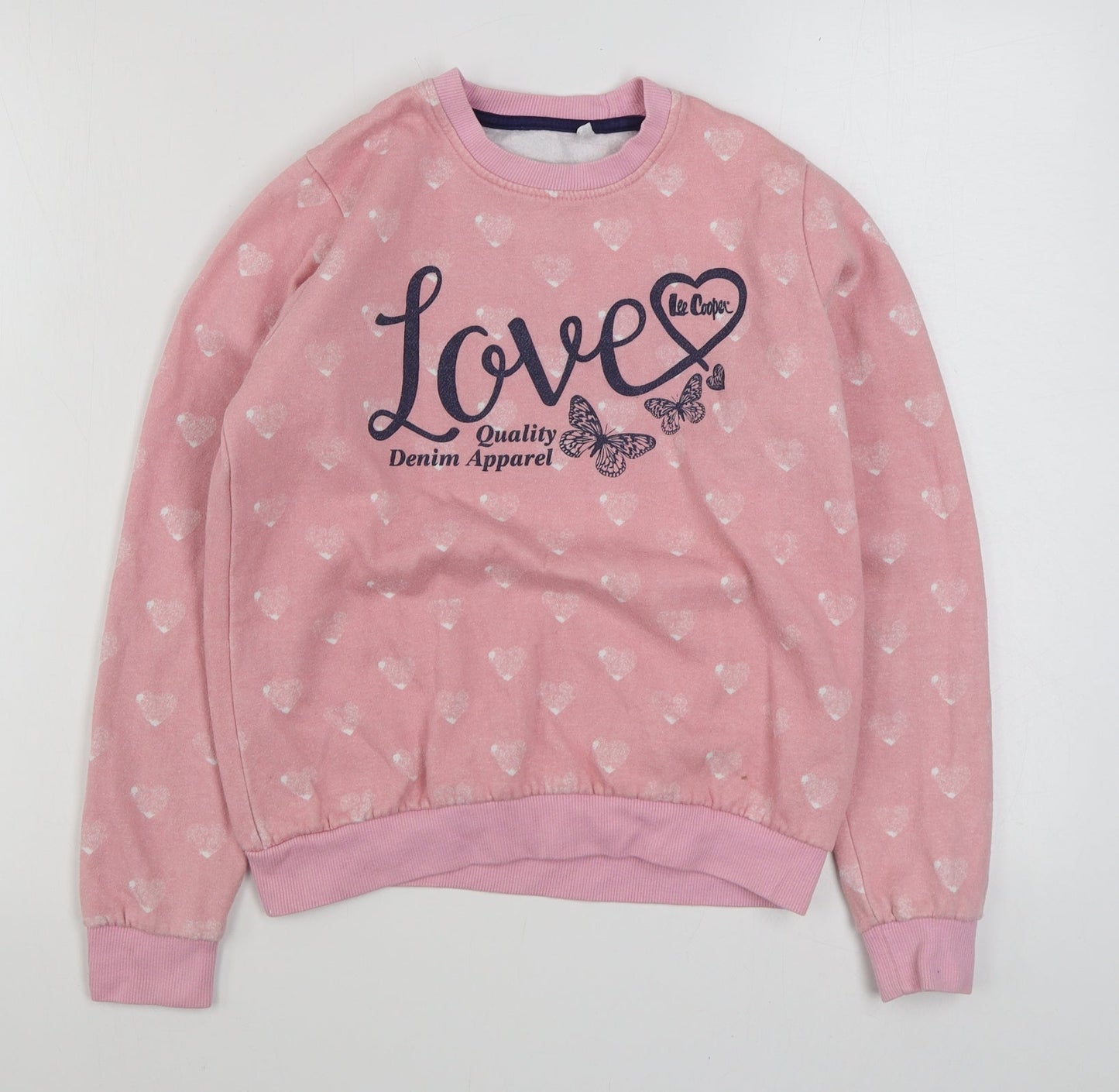Lee Copper Girls Pink Geometric Cotton Pullover Sweatshirt Size 13 Years  Pullover