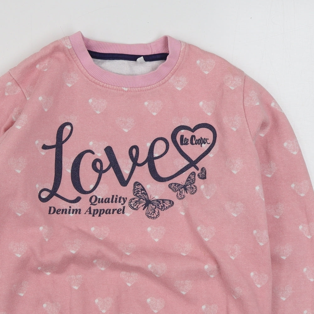 Lee Copper Girls Pink Geometric Cotton Pullover Sweatshirt Size 13 Years  Pullover