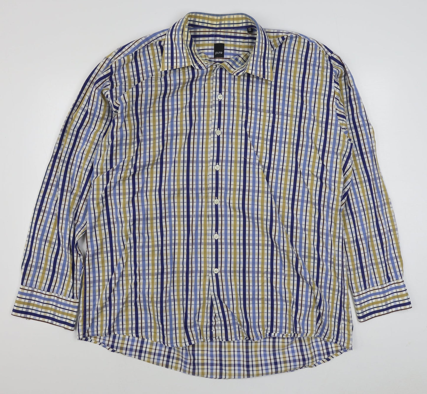 Pure Hitch Mens Multicoloured Plaid Cotton  Button-Up Size 2XL Collared Button