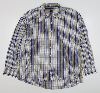 Pure Hitch Mens Multicoloured Plaid Cotton  Button-Up Size 2XL Collared Button