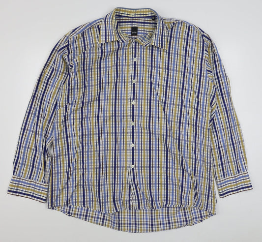 Pure Hitch Mens Multicoloured Plaid Cotton  Button-Up Size 2XL Collared Button