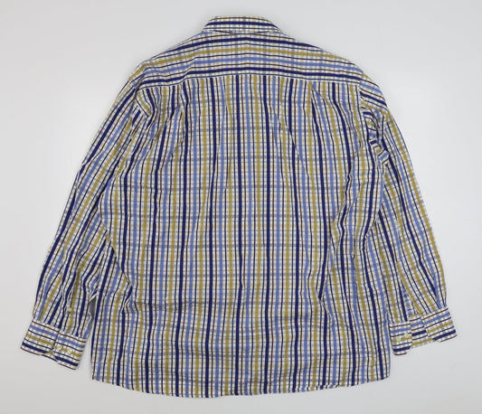 Pure Hitch Mens Multicoloured Plaid Cotton  Button-Up Size 2XL Collared Button