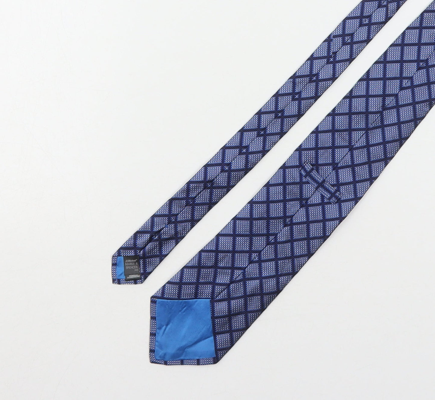 Marks and Spencer Mens Multicoloured Plaids & Checks Silk Pointed Tie One Size