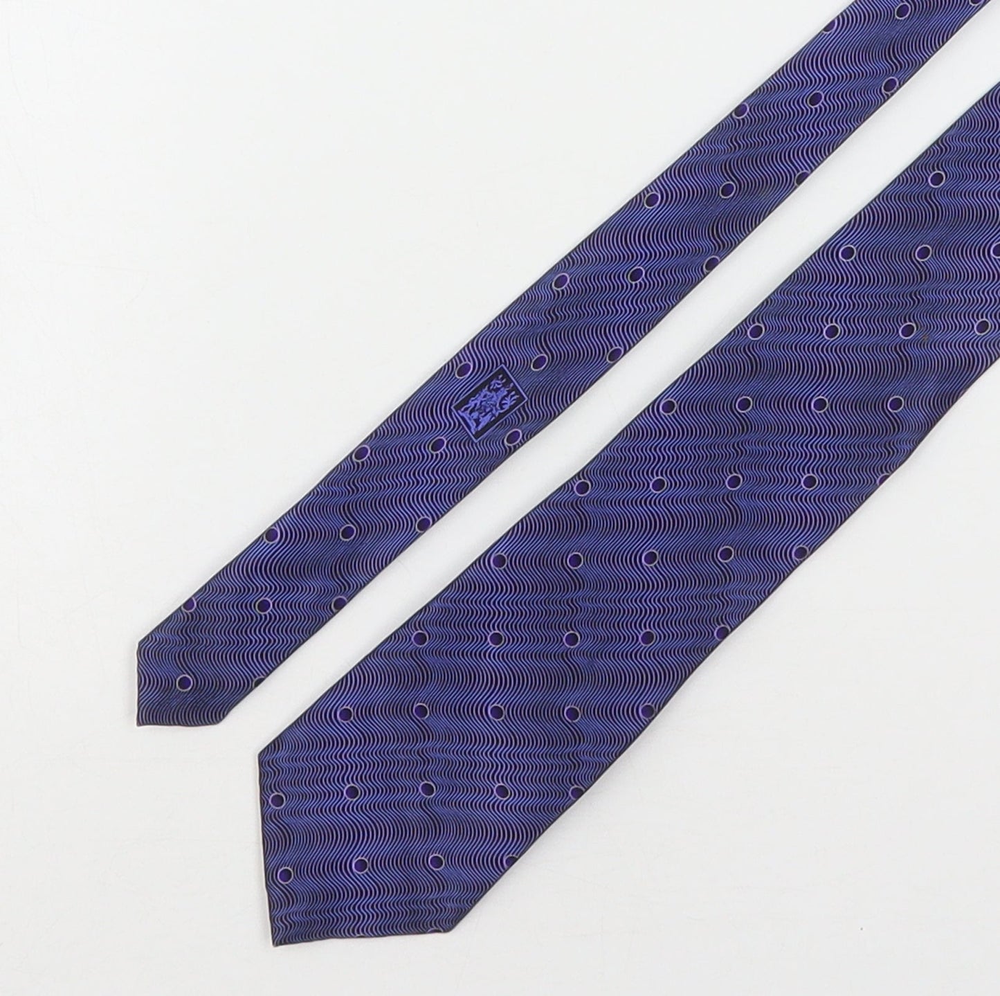 Marks and Spencer Mens Blue Geometric Silk Pointed Tie One Size