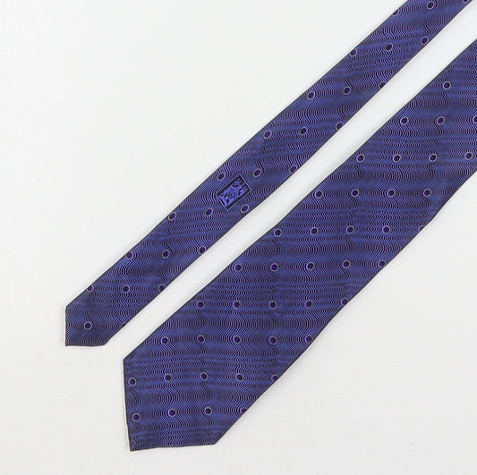 Marks and Spencer Mens Blue Geometric Silk Pointed Tie One Size