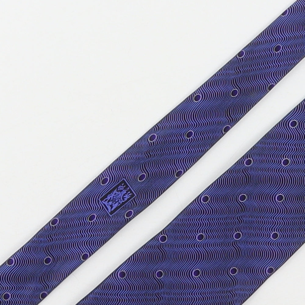 Marks and Spencer Mens Blue Geometric Silk Pointed Tie One Size