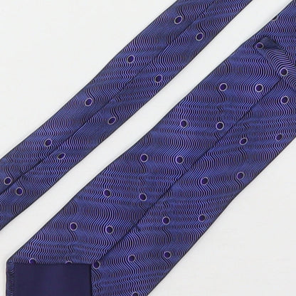 Marks and Spencer Mens Blue Geometric Silk Pointed Tie One Size