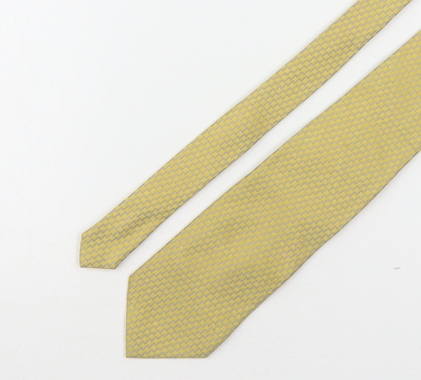 NEXT Mens Yellow Geometric Silk Pointed Tie One Size