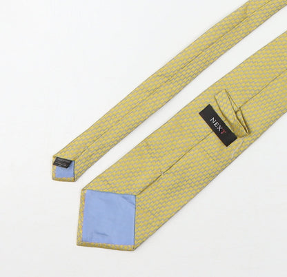 NEXT Mens Yellow Geometric Silk Pointed Tie One Size