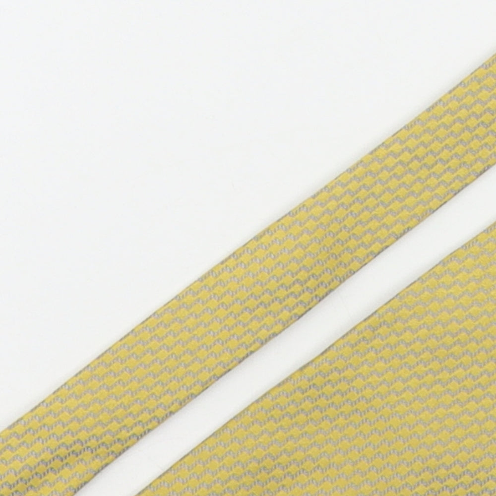 NEXT Mens Yellow Geometric Silk Pointed Tie One Size