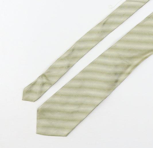 Marks and Spencer Mens Green Striped Silk Pointed Tie One Size